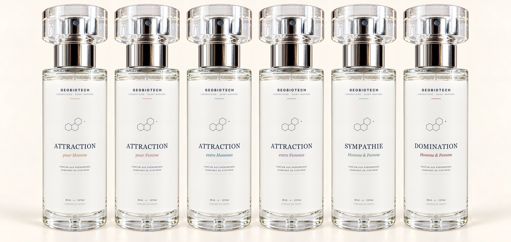 Les six parfums aux phéromones en flacon 30 mL