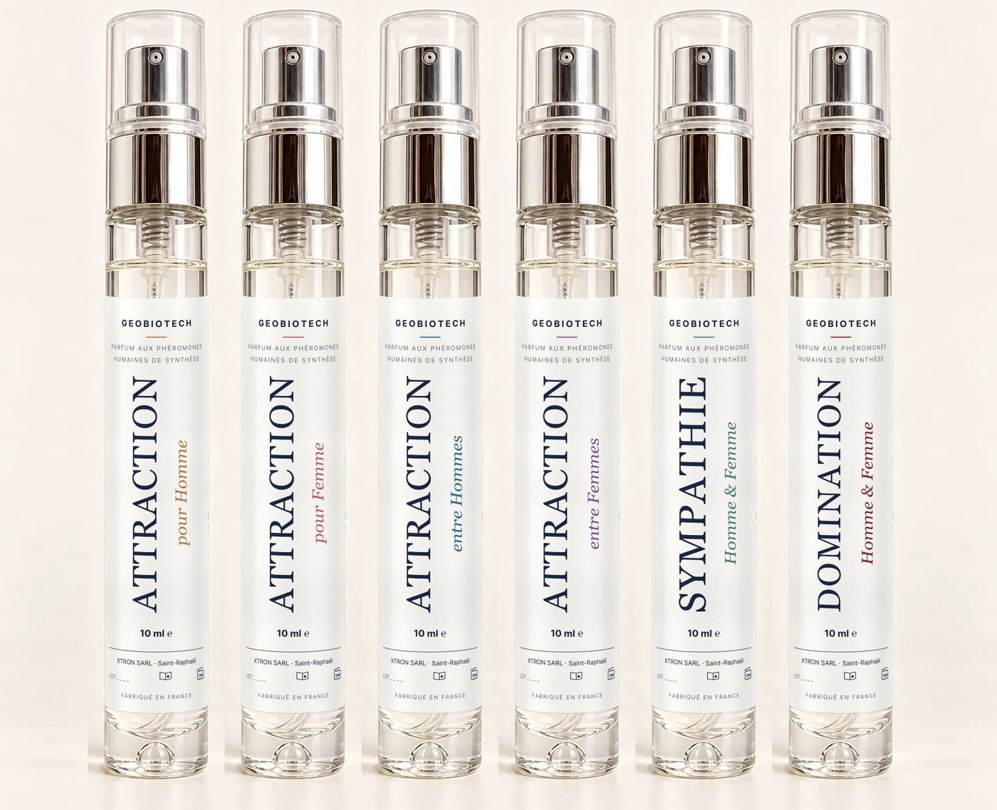 Les six parfums en spray de poche 10 mL